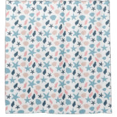 ヒトデと貝類の模様のシャワーカーテン シャワーカーテン (正面)