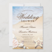 ヒトデと貝類の熱帯夏ビーチ結婚式 招待状 (正面)