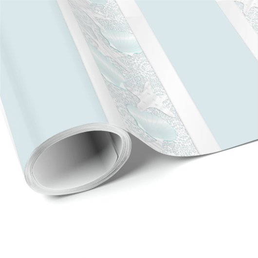 ヒトデと貝類ビーチ結婚式ギフトラップ ラッピングペーパー (ロールコーナー)