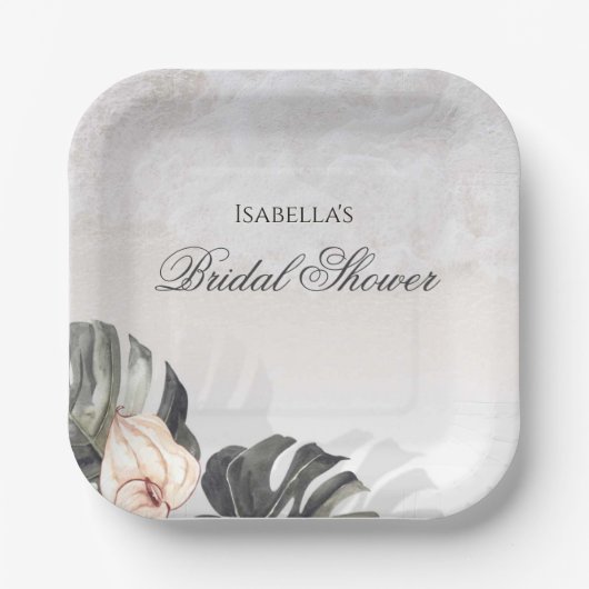 ヒトデと貝類熱帯ビーチブライダルシャワー ペーパープレート (正面)