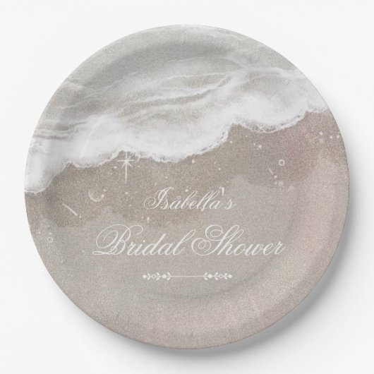 ヒトデと貝類熱帯ビーチブライダルシャワー ペーパープレート (正面)