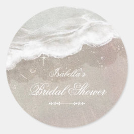 ヒトデと貝類熱帯ビーチブライダルシャワー ラウンドシール