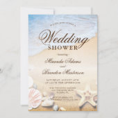 ヒトデと貝類熱帯ビーチ結婚式シャワー 招待状 (正面)