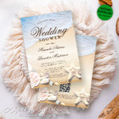 ヒトデと貝類熱帯ビーチ結婚式シャワー 招待状