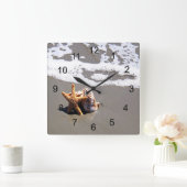 ヒトデと貝 スクエア壁時計 (ホーム)