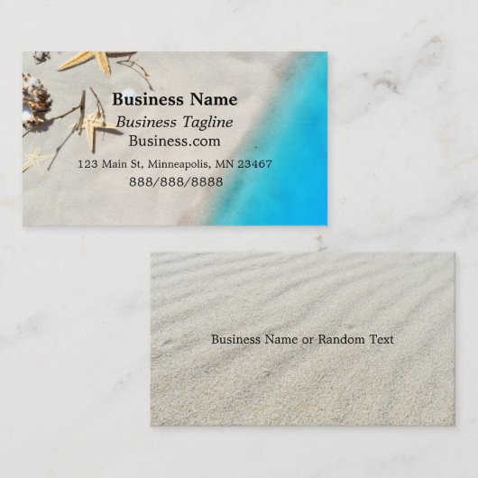 ヒトデと青い波の砂のビーチ 名刺 (正面/裏面)