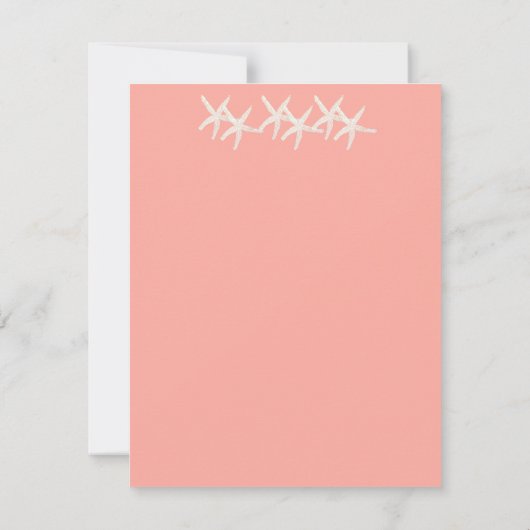 ヒトデのかわいい柄白い鮭結婚のオレンジ 招待状 (裏面)