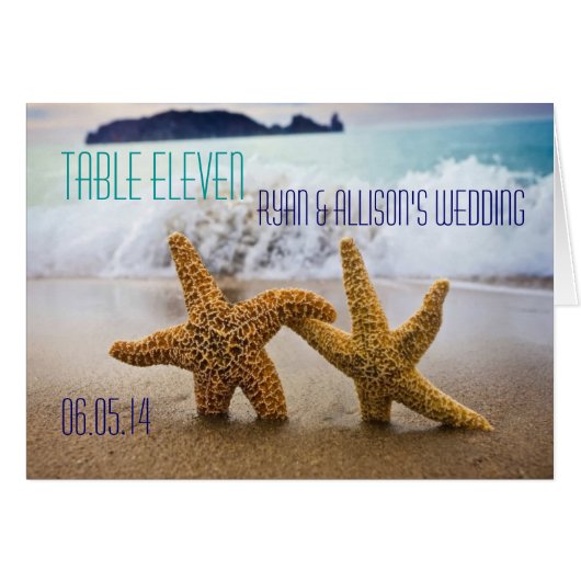 ヒトデのカップルのテーブルの座席カード (正面横)