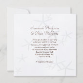 ヒトデのカップル ビーチ ウェディング スクエア インビテーション (裏面)