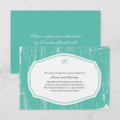 ヒトデのカントリー ビーチ ウェディング エンクロージャーカード (正面/裏面)