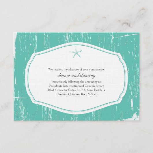 ヒトデのクラシックビーチウェディング エンクロージャーカード (正面)