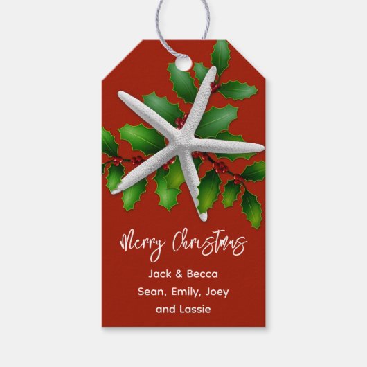 ヒトデのクリスマス　赤いギフトタグ ギフトタグ (正面)