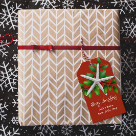 ヒトデのクリスマス　赤いギフトタグ ギフトタグ