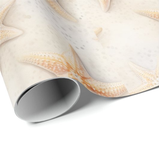 ヒトデのクリームサンドアイボリービーチウェディング ラッピングペーパー (ロールコーナー)
