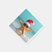 ヒトデのサンタクロース帽子 スタンダードカクテルナプキン (角)
