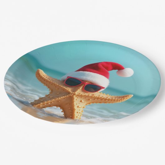 ヒトデのサンタクロース帽子 ペーパープレート (アングル)
