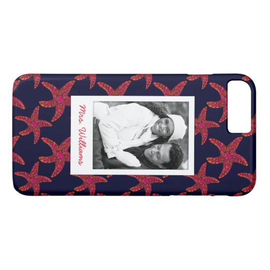 ヒトデのスタイルパターン|あなたの写真及び名前 Case-Mate iPhoneケース (裏面(横))