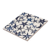 ヒトデのステンシルパターン（青） タイル (側面)