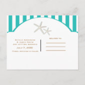 ヒトデのターコイズストライプビーチエレガント・セーブ・ザ・デート 案内ポストカード (裏面)