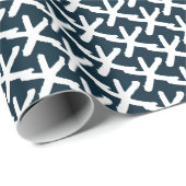 ヒトデのネイビーブルーとホワイトパタモダンーン贈り物 ラッピングペーパー (ロールコーナー)