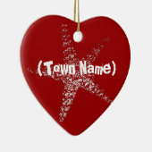 ヒトデのハートのオーナメント(あなたの町を特色にして下さい) セラミックオーナメント (右)