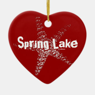 ヒトデのハートのオーナメント(あなたの町を特色にして下さい) セラミックオーナメント