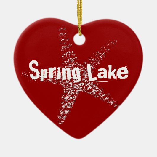 ヒトデのハートのオーナメント(あなたの町を特色にして下さい) セラミックオーナメント (正面)