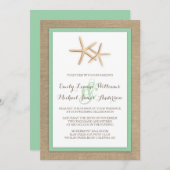 ヒトデのバーラップのビーチの熱帯結婚式招待状 招待状 (正面/裏面)