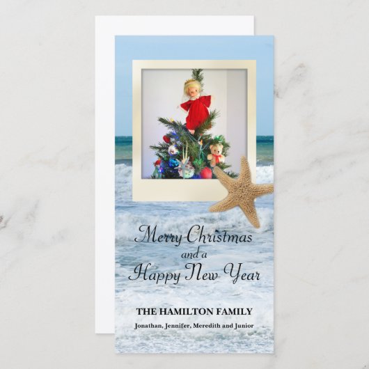 ヒトデのビーチのクリスマス1 シーズンカード (正面/裏面)
