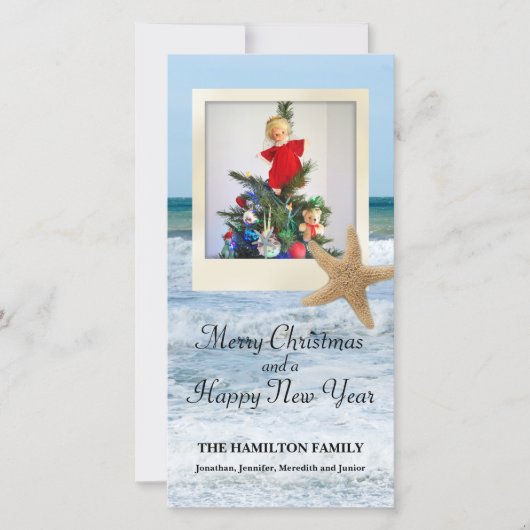 ヒトデのビーチのクリスマス1 シーズンカード (正面)