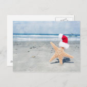 ヒトデのビーチのクリスマス シーズンポストカード (正面/裏面)
