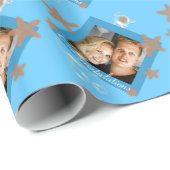 ヒトデのビーチの写真の青い珊瑚のアイボリー ラッピングペーパー (ロールコーナー)