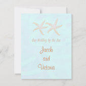 ヒトデのビーチウェディング招待状 - 淡い青 招待状 (裏面)
