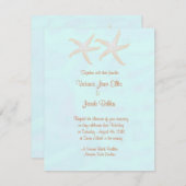 ヒトデのビーチウェディング招待状 - 淡い青 招待状 (正面/裏面)