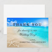 ヒトデのビーチウェディング　感謝のメッセージ サンキューカード (正面/裏面)