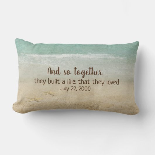 ヒトデのビーチ水彩 ランバークッション (正面)