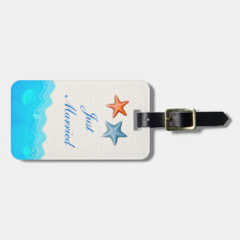 ヒトデのビーチ結婚付きたった今結婚しました ラゲッジタグ