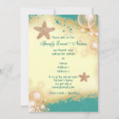 ヒトデのビーチ結婚式の婚約の誕生日 招待状 (裏面)