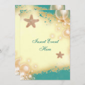 ヒトデのビーチ結婚式の婚約の誕生日 招待状 (正面/裏面)