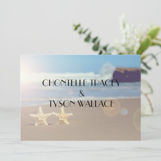 ヒトデのビーチ結婚式の招待 招待状 (スタンド正面)