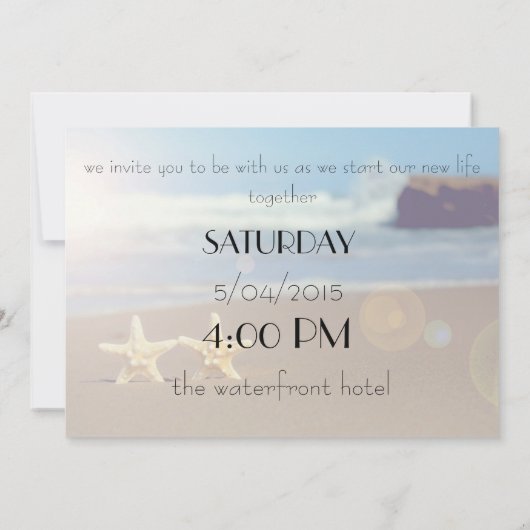 ヒトデのビーチ結婚式の招待 招待状 (裏面)