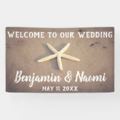 ヒトデのビーチ結婚式の歓迎の旗 横断幕 (横)