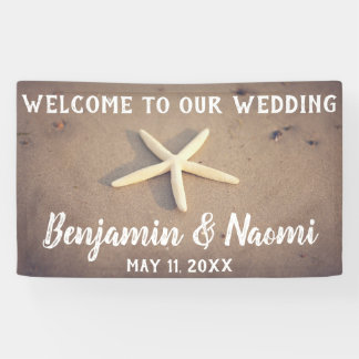 ヒトデのビーチ結婚式の歓迎の旗 横断幕