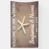 ヒトデのビーチ結婚式の歓迎の旗 横断幕 (縦)