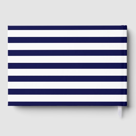 ヒトデのペアとストライプビーチ結婚式ゲストブック ゲストブック (裏面)