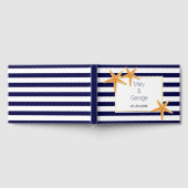 ヒトデのペアとストライプビーチ結婚式ゲストブック ゲストブック (全面)