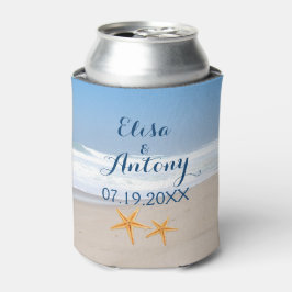 ヒトデのペア夏ビーチ結婚式 缶クーラー