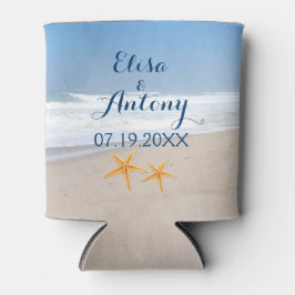 ヒトデのペア夏ビーチ結婚式 缶クーラー