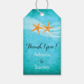 ヒトデのペア&ヴェールビーチ結婚式ありがとう ギフトタグ (正面)