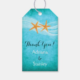 ヒトデのペア&ヴェールビーチ結婚式ありがとう ギフトタグ
